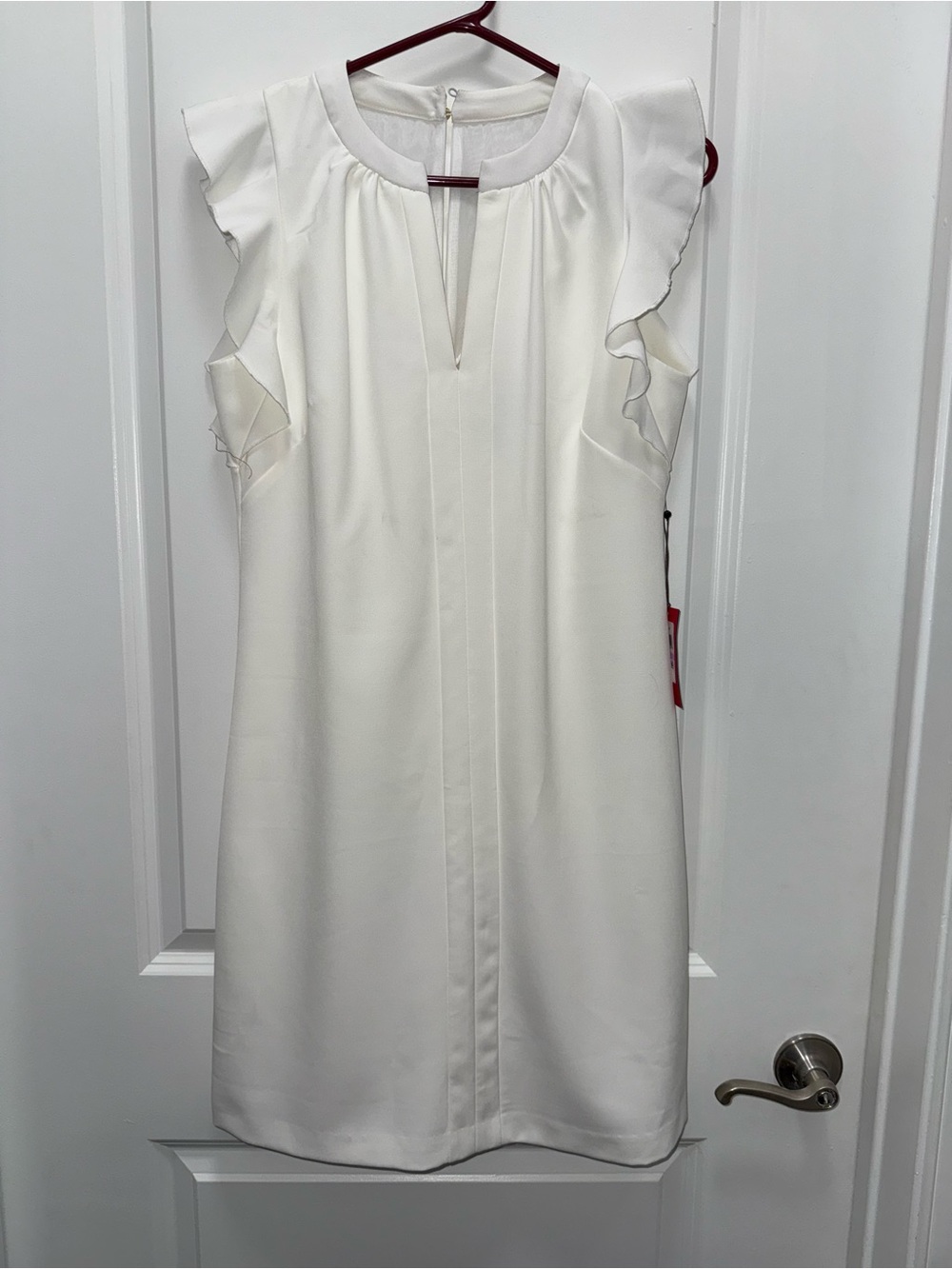 NWT Vince Camuto Laguna White Ruffle Sleeve Shift Mini Dress